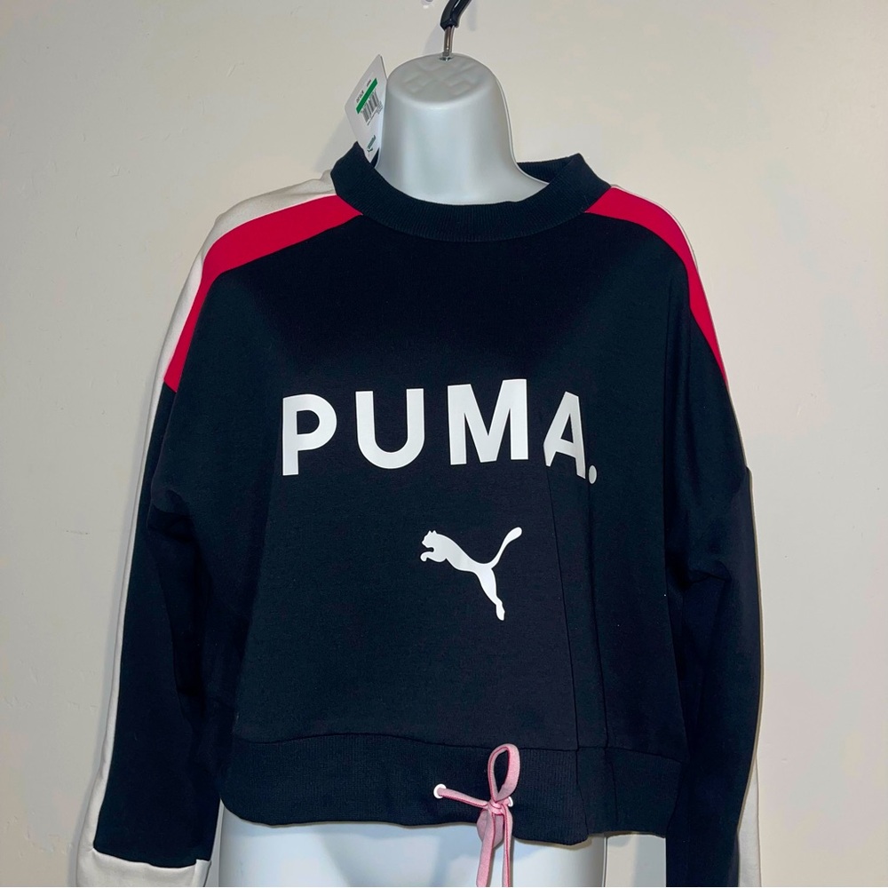 PUMA Women's Black Sweater with Pink Accents